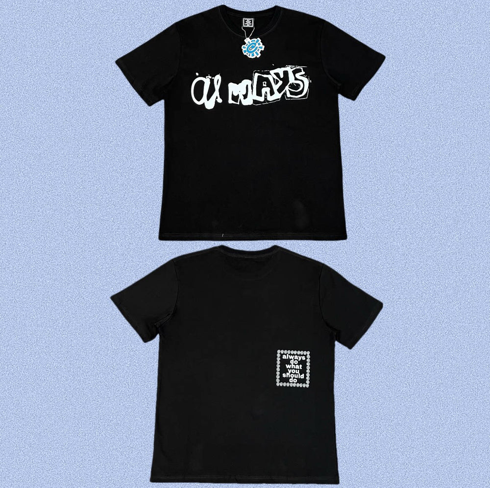 ADWYSD Black Chaos Letter Graphic Tee