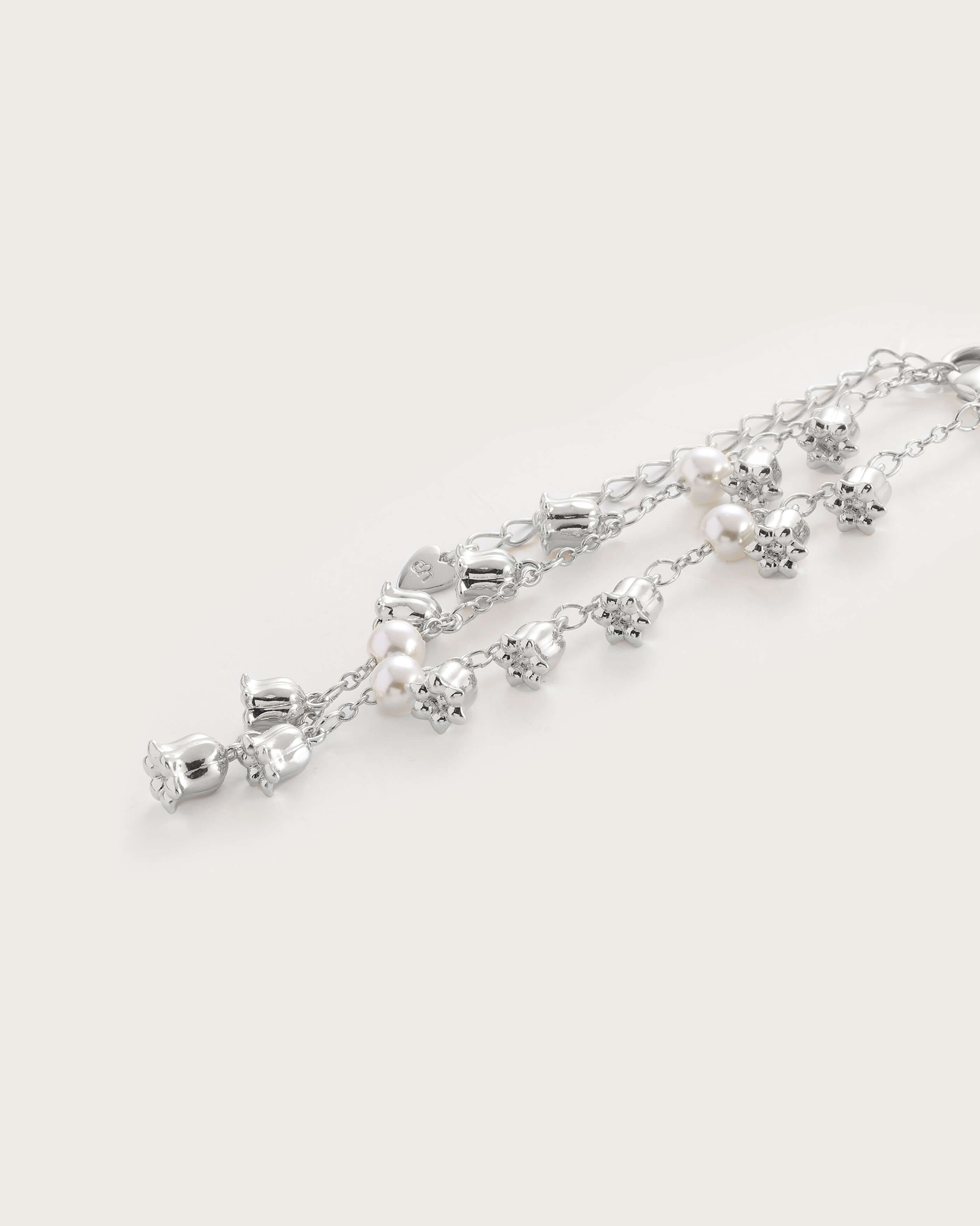 Lily of the Valley Pearl Bracelet in Silver