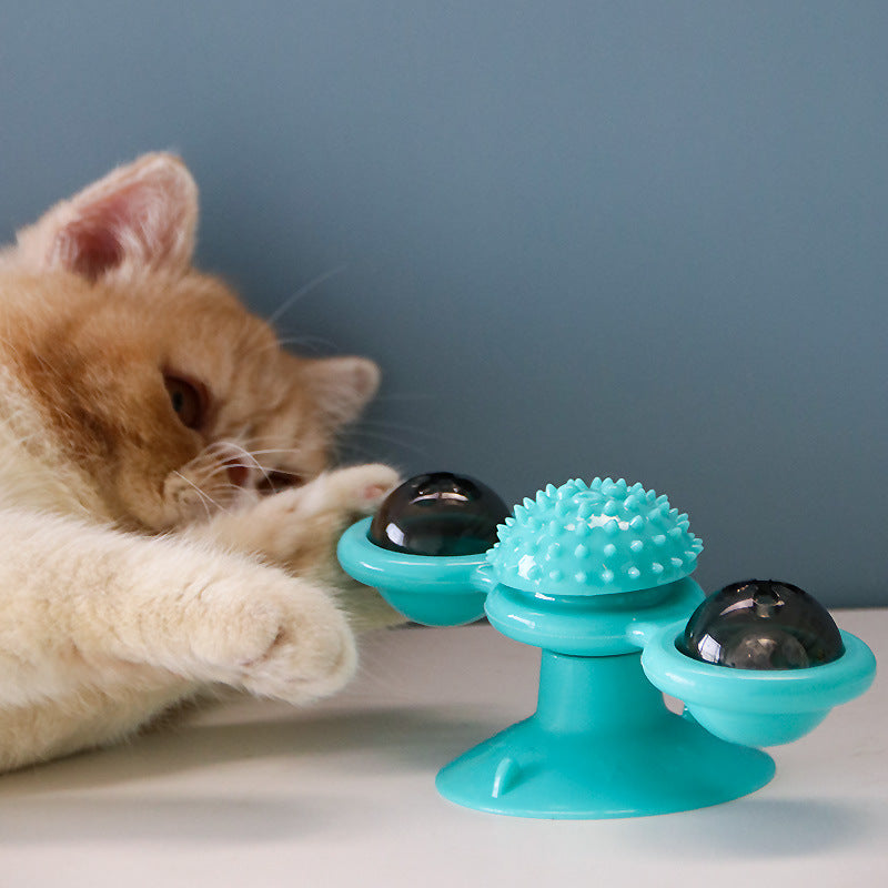 Cat Windmill Toy With Catnip LED Ball Teeth Cleaning