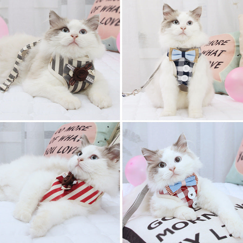 Pet collar Cat Dog Traction Rope with Bow Tie