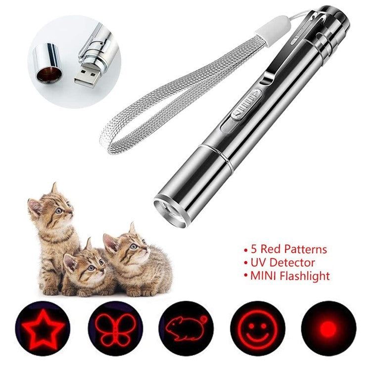 Cat Toy USB Rechargeable Laser Pattern Cat Teaser Stick