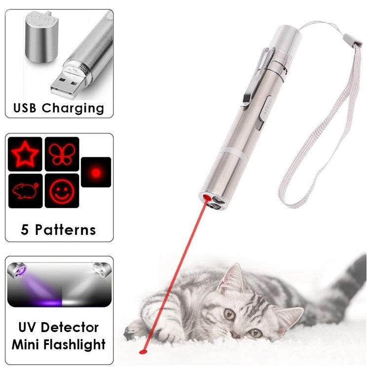 Cat Toy USB Rechargeable Laser Pattern Cat Teaser Stick