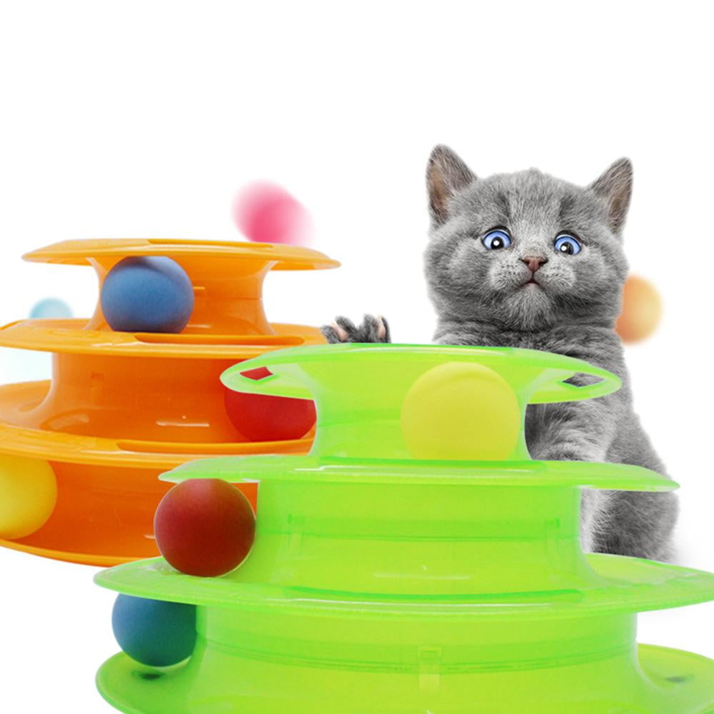 Cat Toy 3 Level Tower Track Roller Toy with Balls