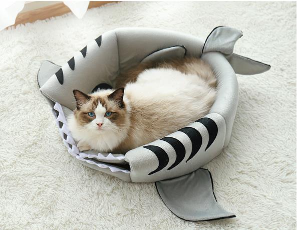 Shark Pet Bed Small Dog Cat House Indoor soft Kennel