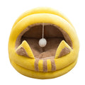 Cat Bed House Cave Hooded with dangling cat toy ball