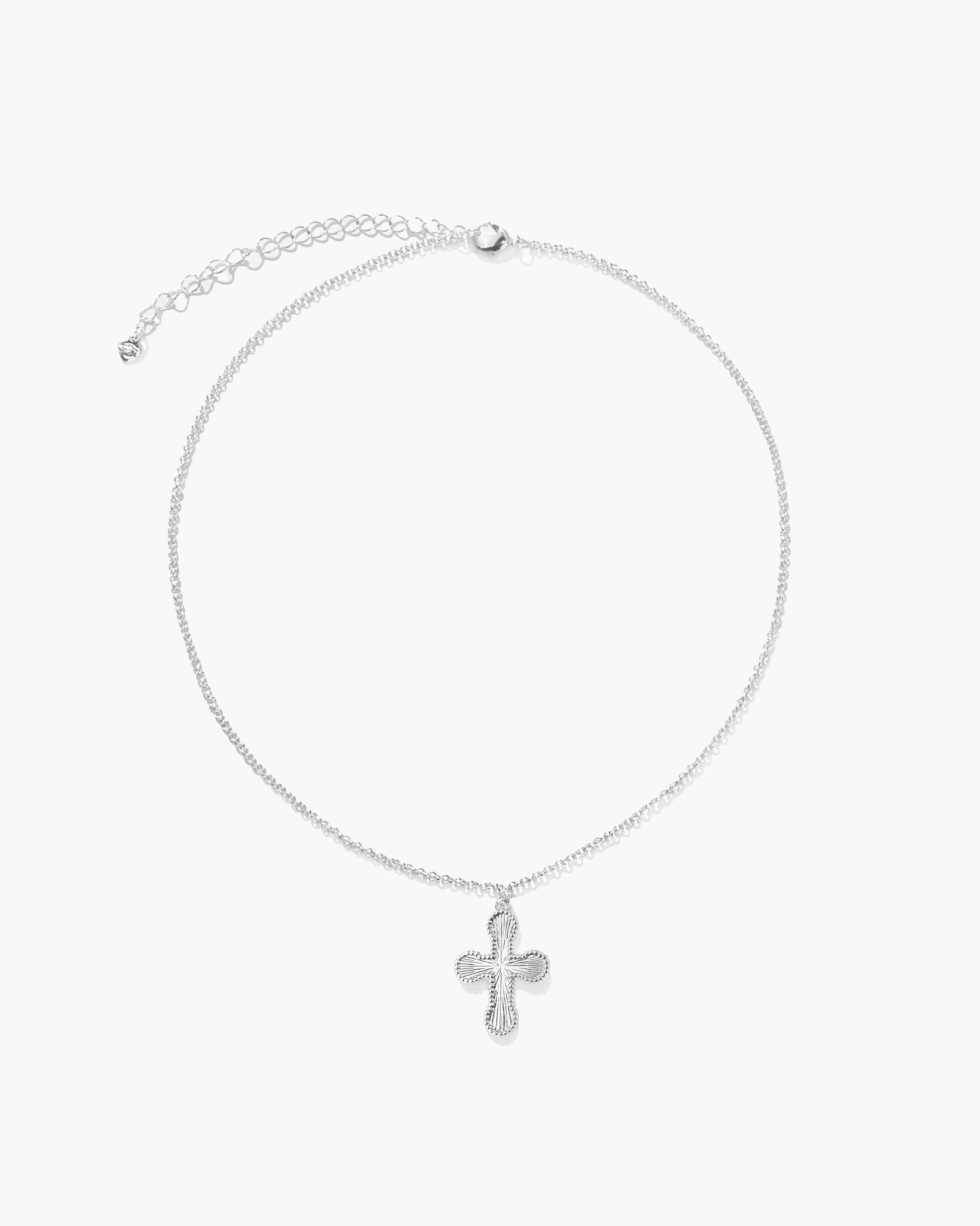Mini Cross Pendant Necklace in Silver