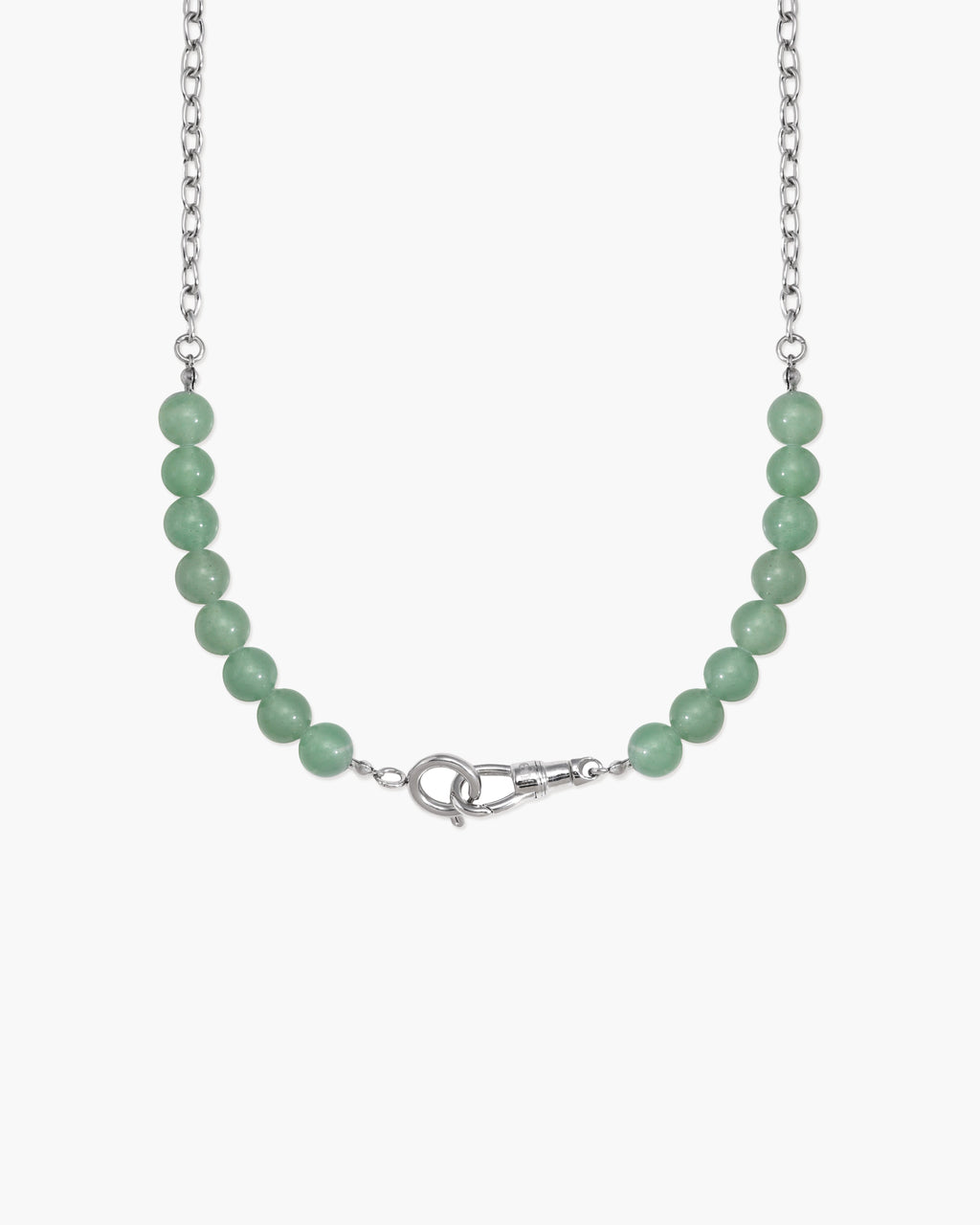 Green Aventurine Beaded Necklace with Charm Holder Clasp