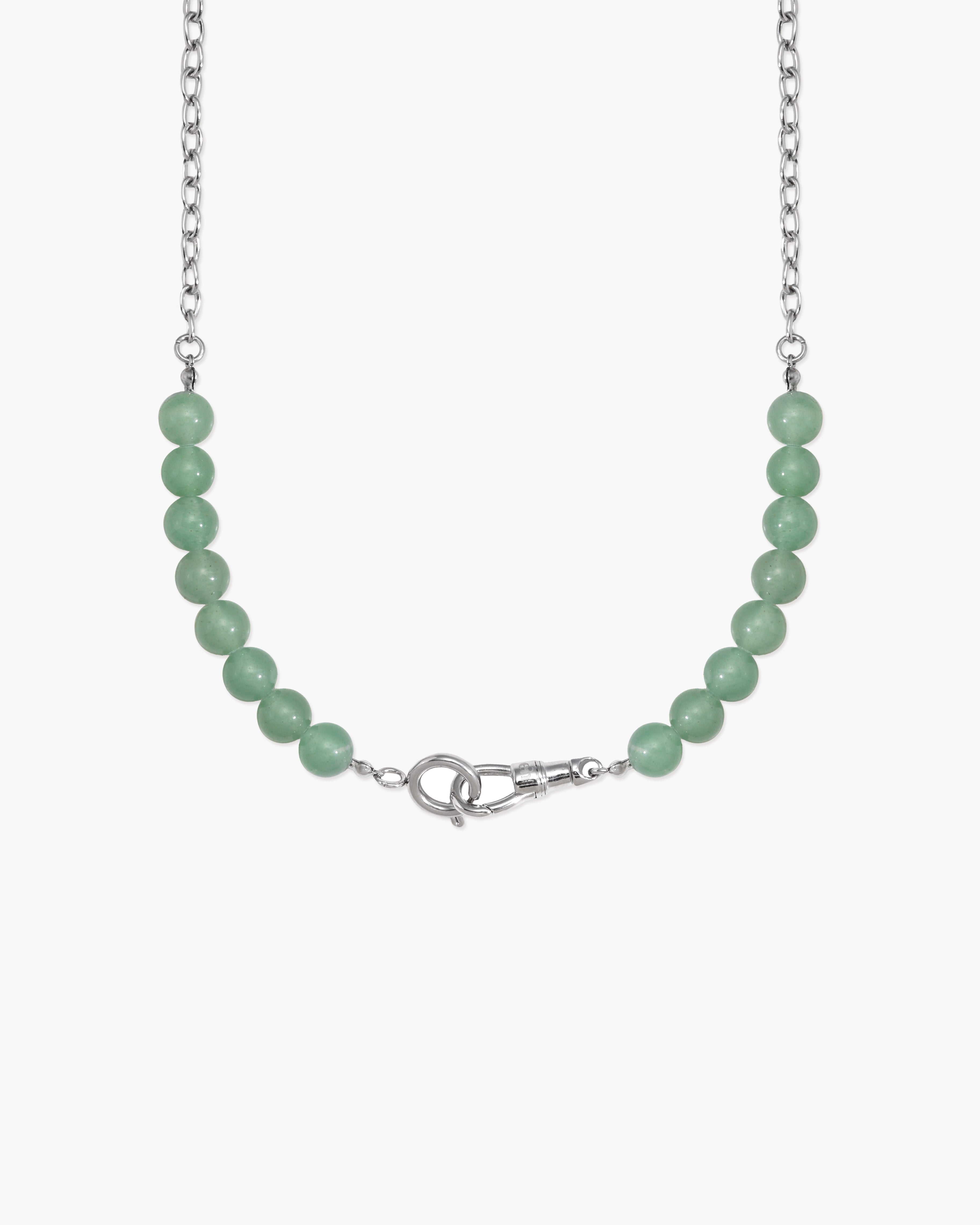 Green Aventurine Beaded Necklace with Charm Holder Clasp
