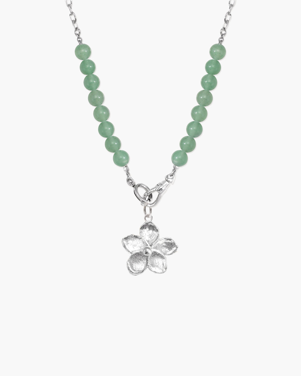 Green Aventurine Beaded Necklace with Charm Holder Clasp