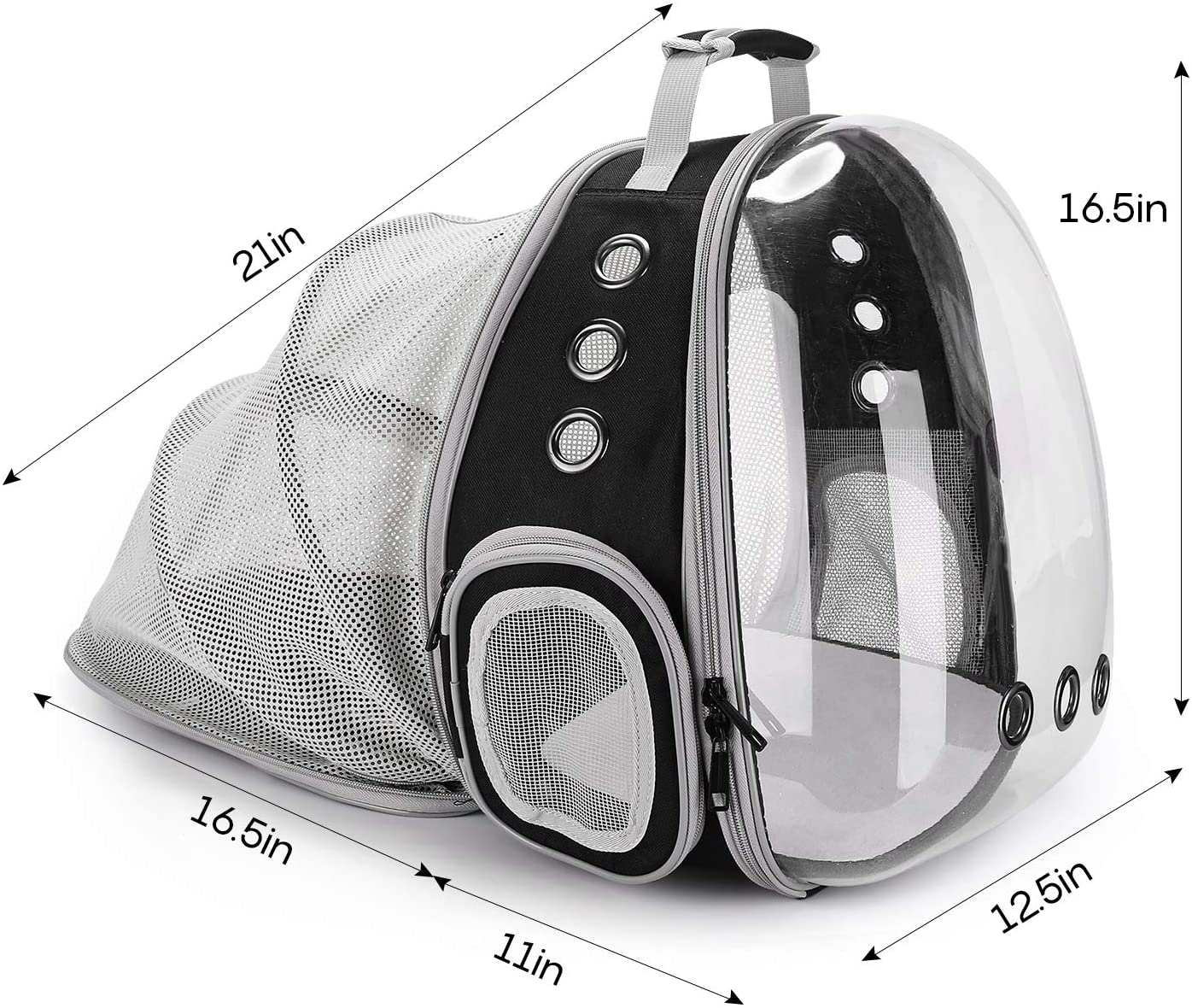 Back expandable cat backpack space capsule transparent pet carrier