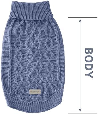 Small Dog Warm Winter Sweater MengMengDa Pet Clothes Puppy Knitwear for Small to Medium Breeds Dog Outfits (Dark Blue M)