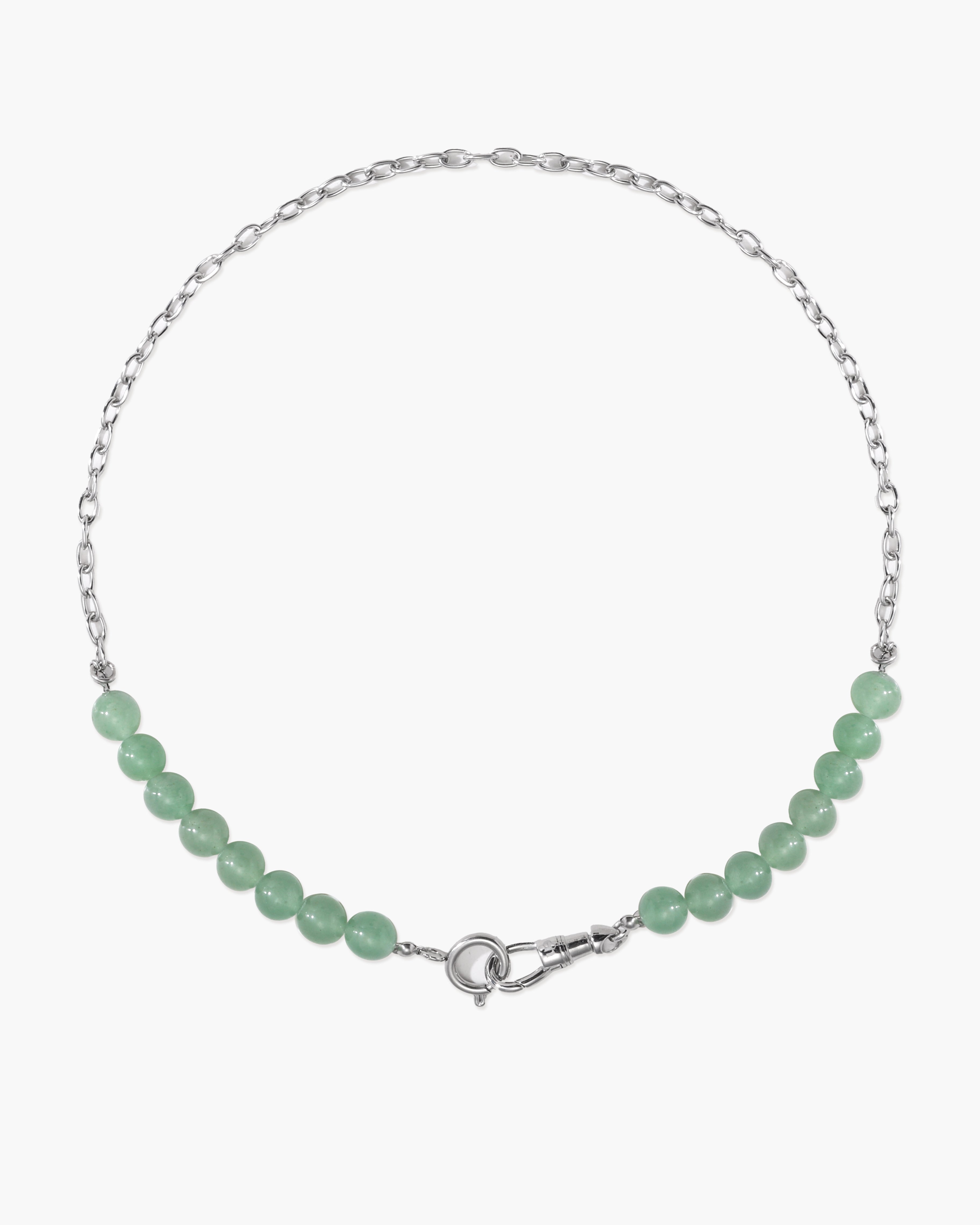Green Aventurine Beaded Necklace with Charm Holder Clasp