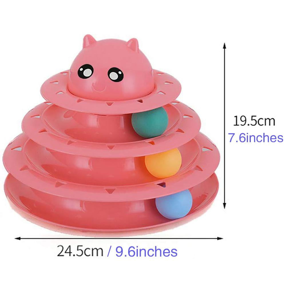 Cat Toy Colorful 3 Level Tower Track Roller Toy with Balls