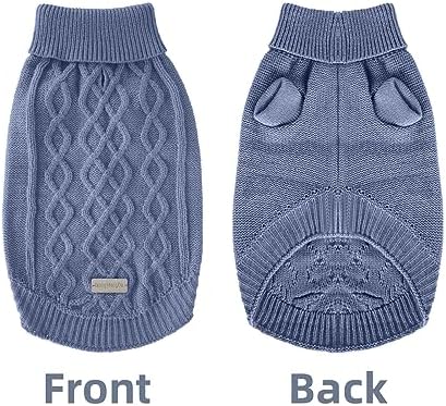 Small Dog Warm Winter Sweater MengMengDa Pet Clothes Puppy Knitwear for Small to Medium Breeds Dog Outfits (Dark Blue M)