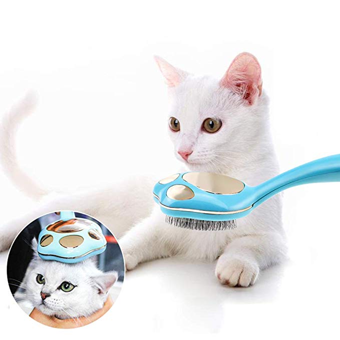 Cat Paw Grooming Comb Undercoat Pin Rake Brush for Pets' Hair Shedding