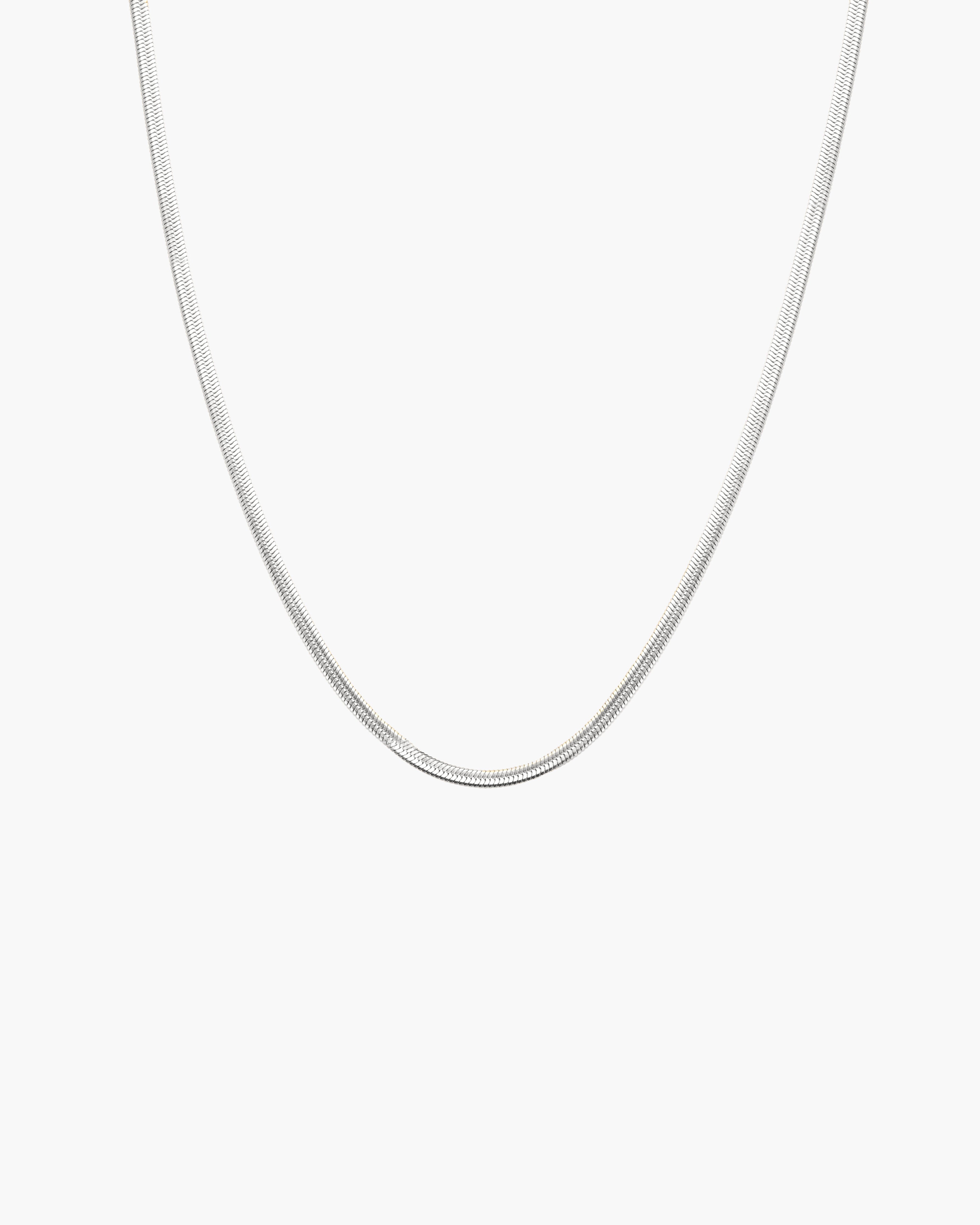 3mm Herringbone Chain Necklace in Silver