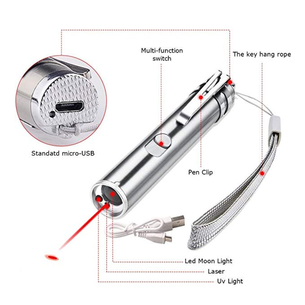 Rechargeable Cat Laser Pointer 3 in 1 Cat Toy Red Laser Pointer