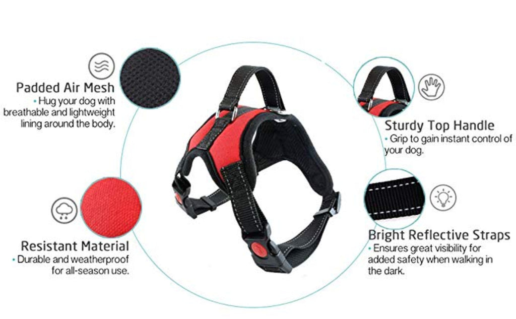 Dog Harness No-Pull Adjustable Outdoor Reflective Pet Vest Easy Control for Small Medium Large Dogs