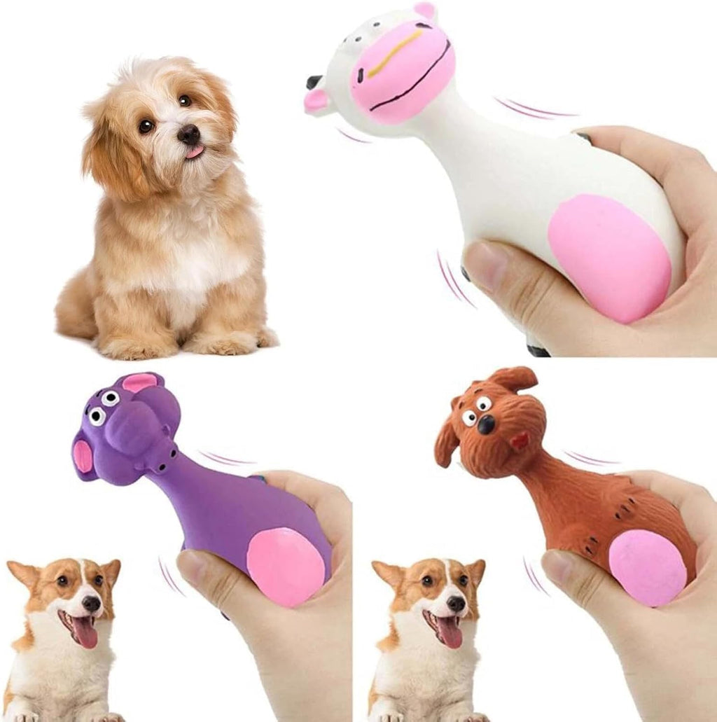 Dog Squeaky Chew Toy – Tough Natural Latex Fun for Teacup to Small Puppies (0-22 lbs)! Perfect for Fetch, Chewing & Cuteness Overload (Brown Dog)