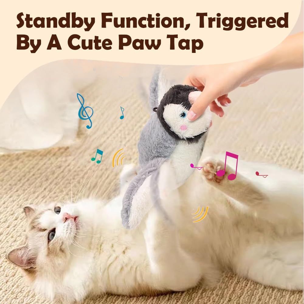 Cat Toy, 2026 Upgrade Interactive Chirping Bird with Flapping Wings, Rechargeable Toy for Indoor Cats(Orange)