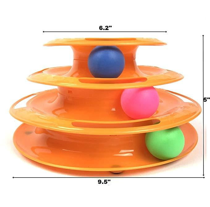 Cat Toy 3 Level Tower Track Roller Toy with Balls