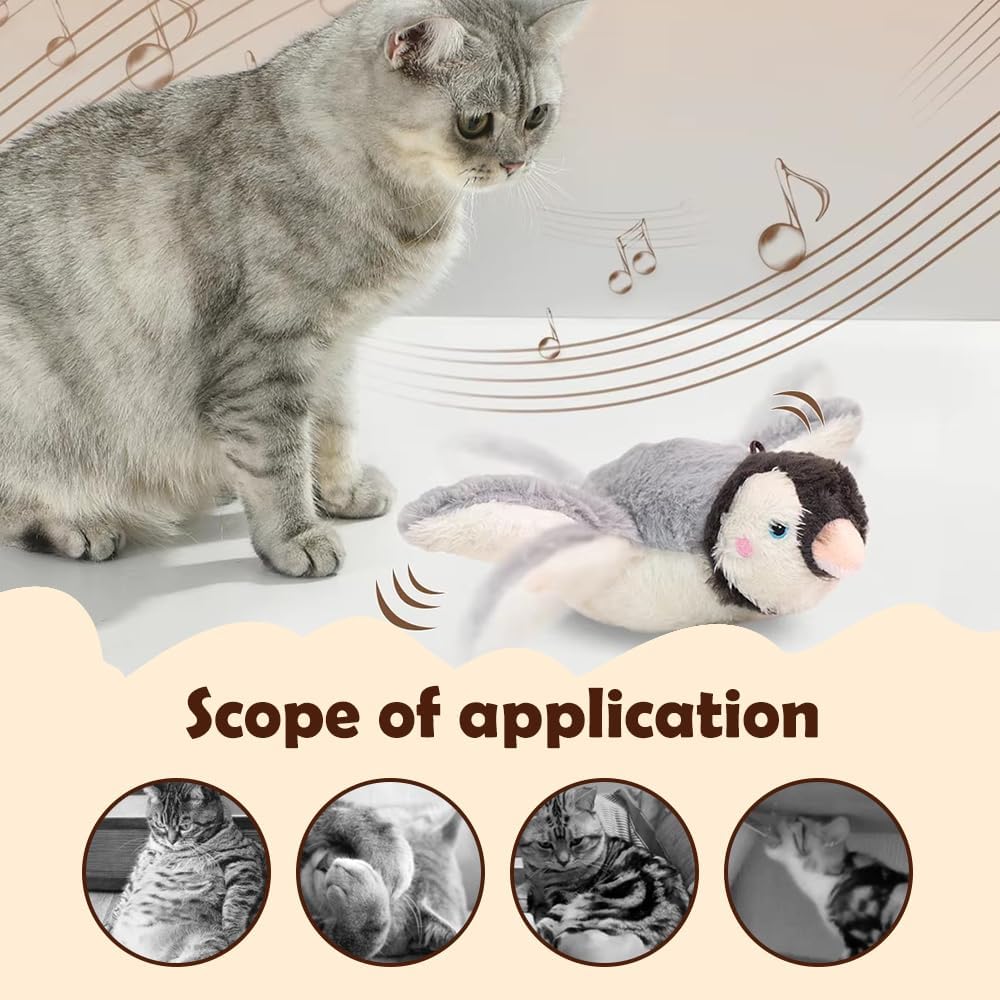 Cat Toy, 2026 Upgrade Interactive Chirping Bird with Flapping Wings, Rechargeable Toy for Indoor Cats(Orange)