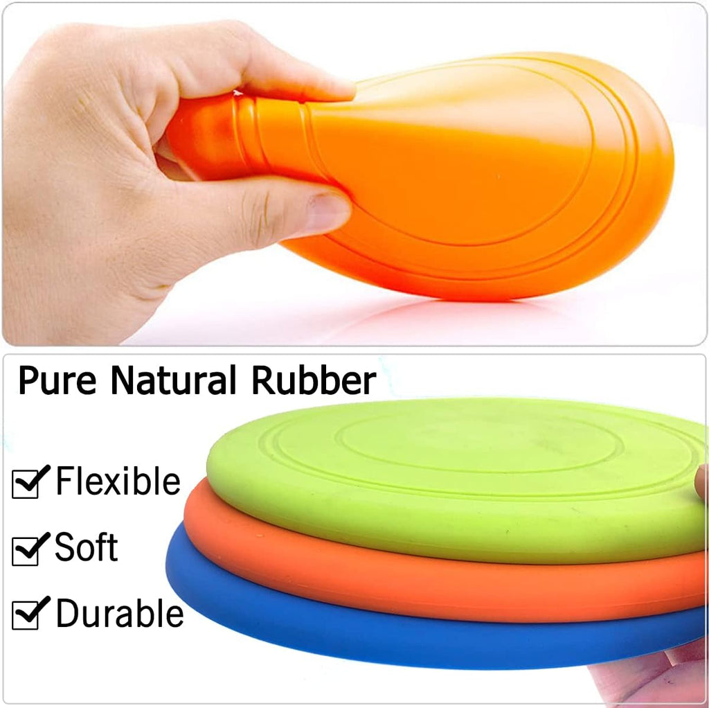 Dog Flying Disc, 3 Pack Dog Flyer Toys, Soft Rubber Interactive Lightweight Flying Disc Dog Toy for Small Large Dogs - Floats in Water & Safe on Teet