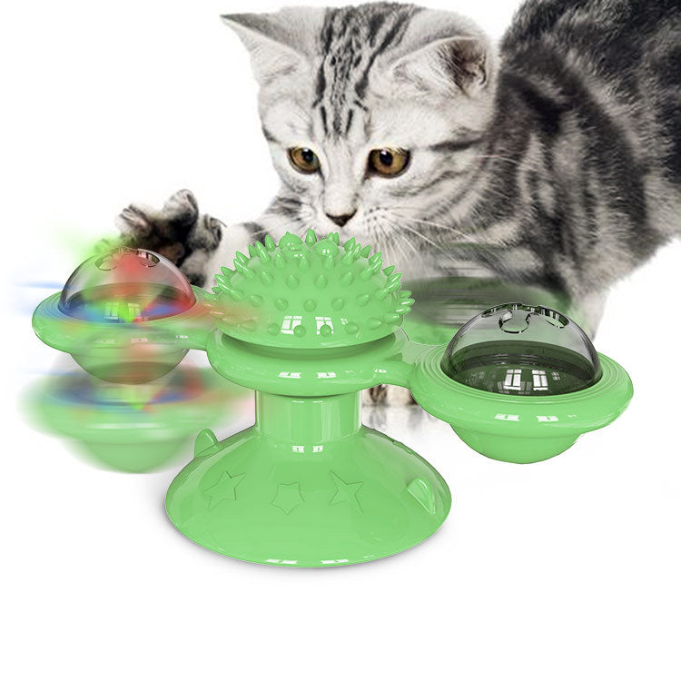 Cat Windmill Toy With Catnip LED Ball Teeth Cleaning