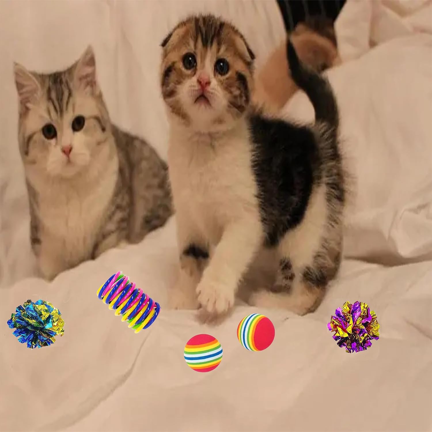 46 PCS Cat Toys for Indoor Cats, Kitten Toys with Cat Spring Toy, Mint Catnip with Crinkle Mouse Ball for Indoor Cats Kittens Exercise