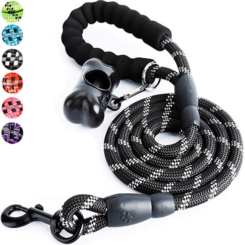 5ft Strong Dog Leash with Comfortable Padded Handle and Reflective Threads for Medium and Large Dogs