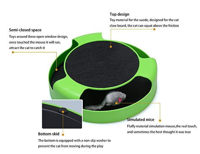 Cat Toy Interactive Cat Toy with Running Mouse and Scratching Pad