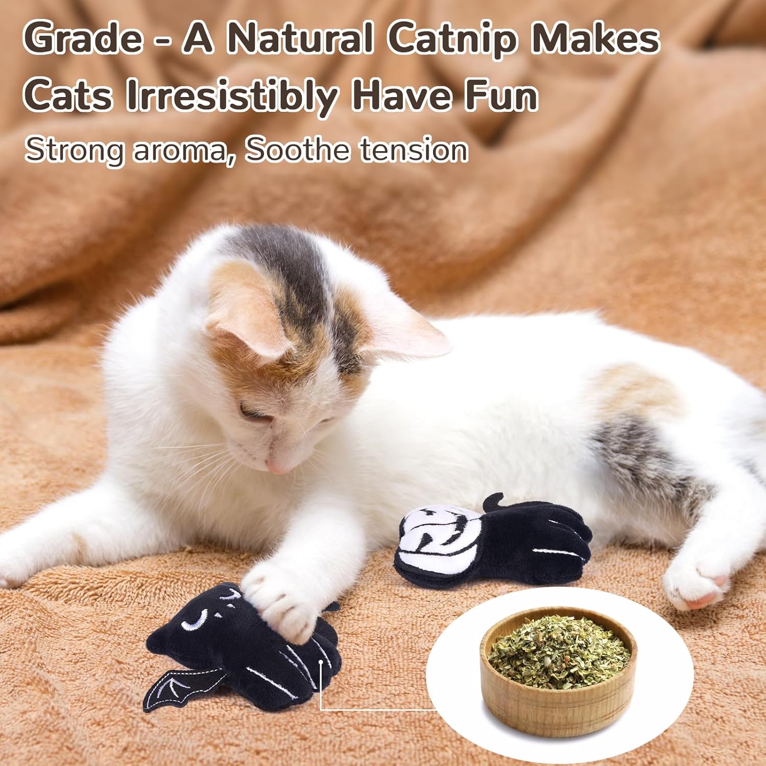 Cat Toys, Crinkly Catnip Toys for Indoor Cats Kitty Chew, Safe Teeth Cleaning Kitten Toy, Interactive Cat Nip Kicker Toy,