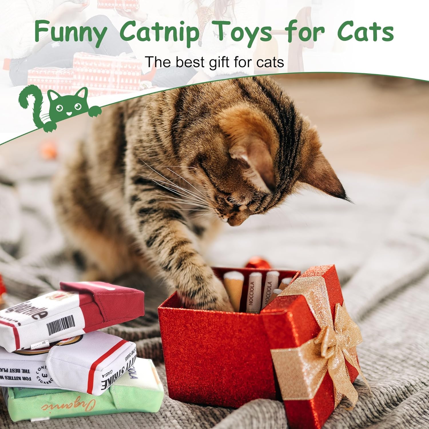 3 Pack Catnip Toys for Cats, Funny Cat Toys Filled with 100% Pure Organic Catnip, Safe Kitten Teething Chew and Kicker Toys, Stress Relieving Fun for Indoor Cats