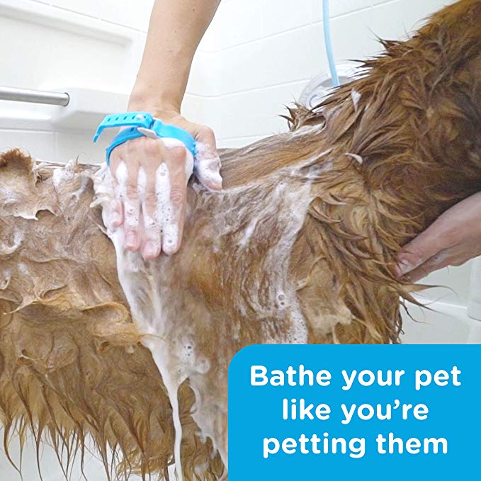 Pet Grooming Shower Sprayer & Scrubber Bathing Tool Compatible with Bath Tub & Outdoor Garden Hose