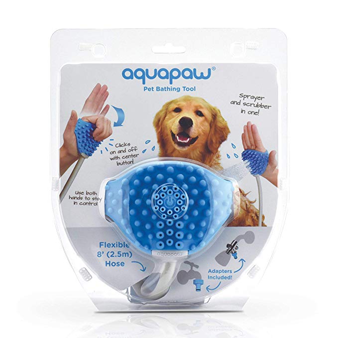 Pet Grooming Shower Sprayer & Scrubber Bathing Tool Compatible with Bath Tub & Outdoor Garden Hose