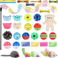 30 Pcs Cat Toy Kitten Toys Set, Interactive Cat Toy Wand Cat Springs Ball Toy with Bells, Cat Toys for Bored Indoor Cats, Gift Box Styles