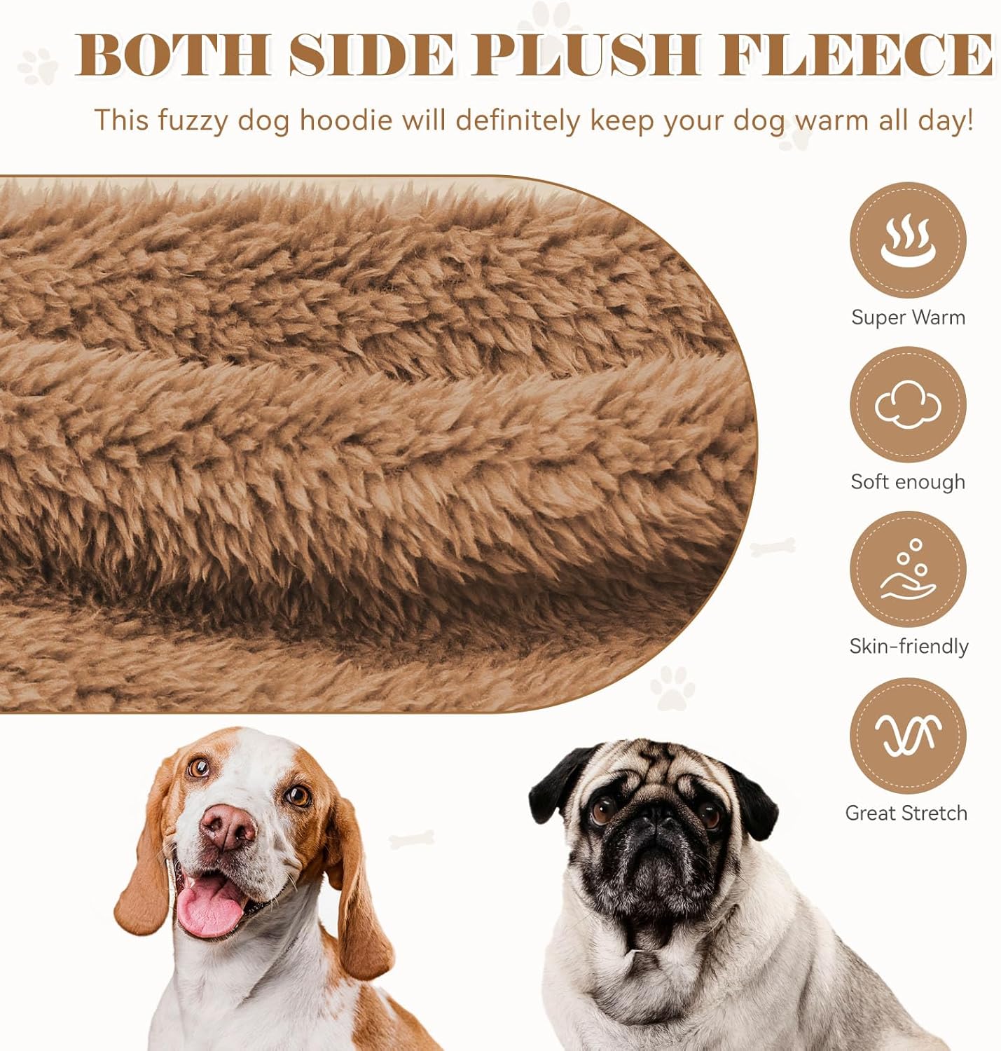 Fuzzy Dog Sweaters for Large Dogs Dog Hoodie Soft Double-Sided Plush Pet Sweater Fleece Pet Clothes Coats Hoodie Sherpa Hooded Sweatshirt