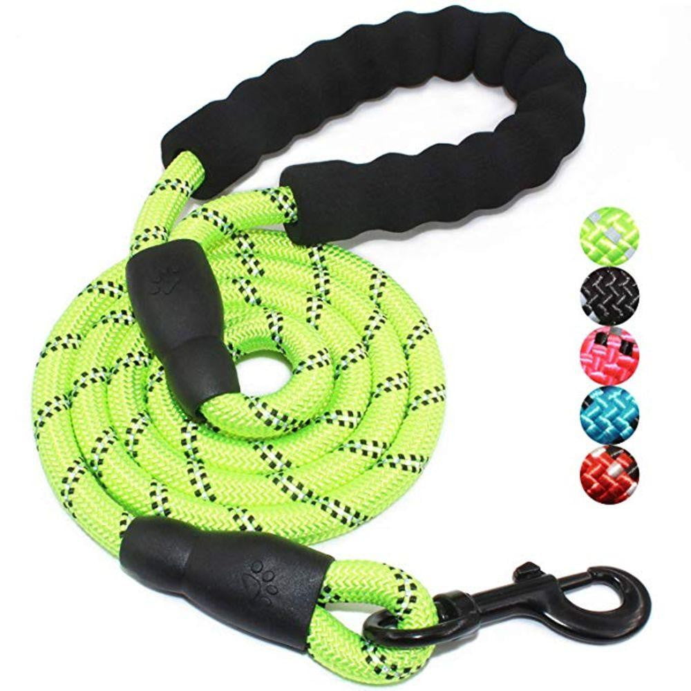 5ft Strong Dog Leash with Comfortable Padded Handle and Reflective Threads for Medium and Large Dogs