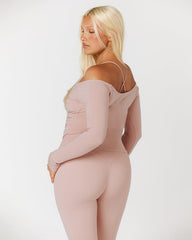 Off Shoulder Wrap Top | Dusty Pink