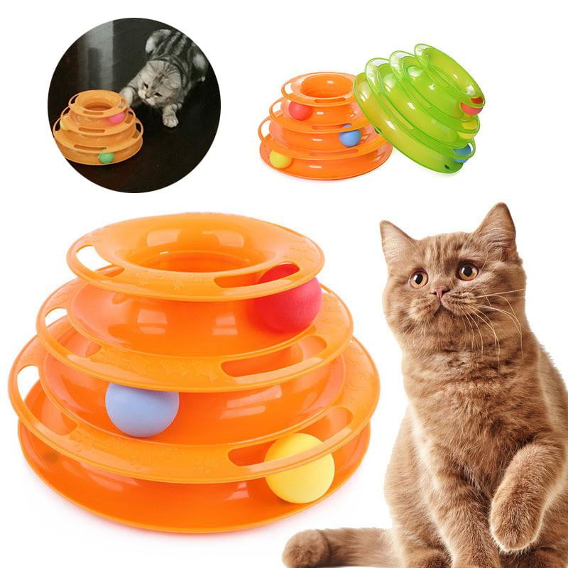 Cat Toy 3 Level Tower Track Roller Toy with Balls