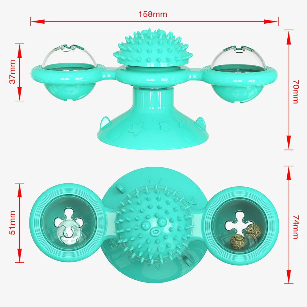 Cat Windmill Toy With Catnip LED Ball Teeth Cleaning