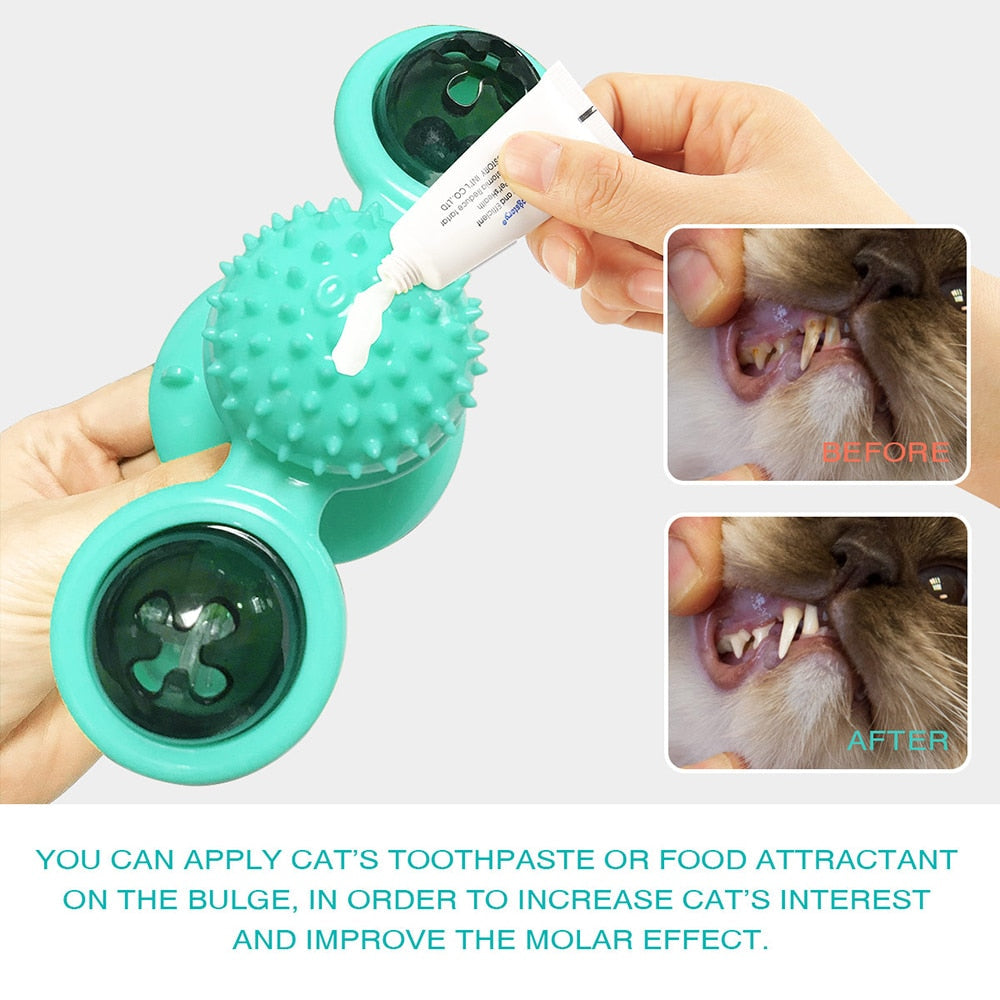 Cat Windmill Toy With Catnip LED Ball Teeth Cleaning