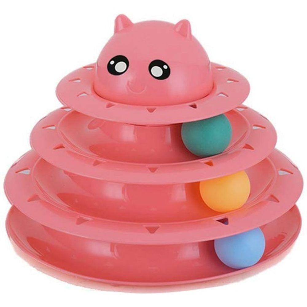 Cat Toy Colorful 3 Level Tower Track Roller Toy with Balls