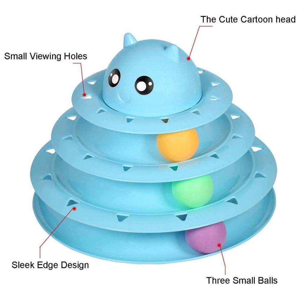 Cat Toy Colorful 3 Level Tower Track Roller Toy with Balls