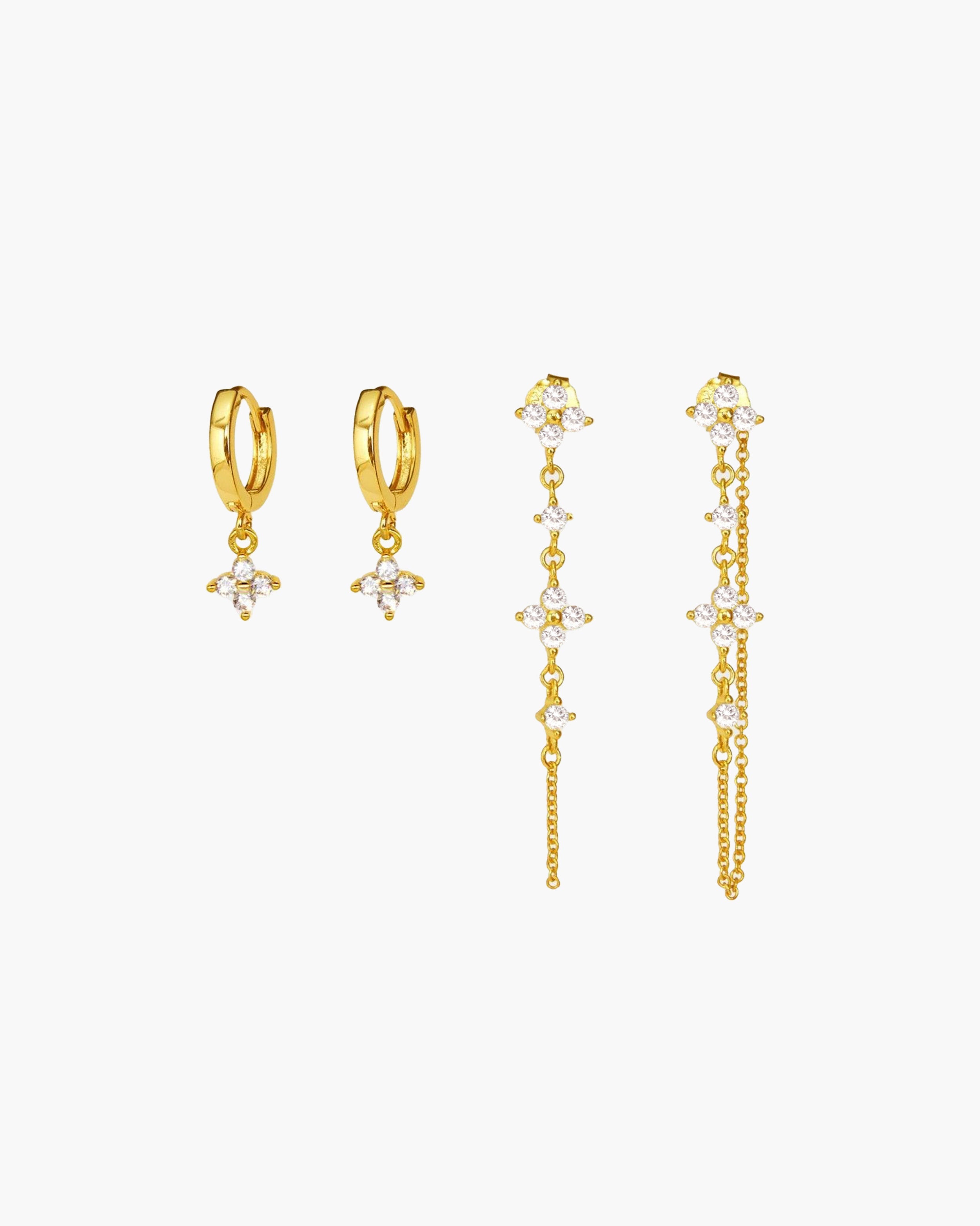 Gold Clover Drop Earrings