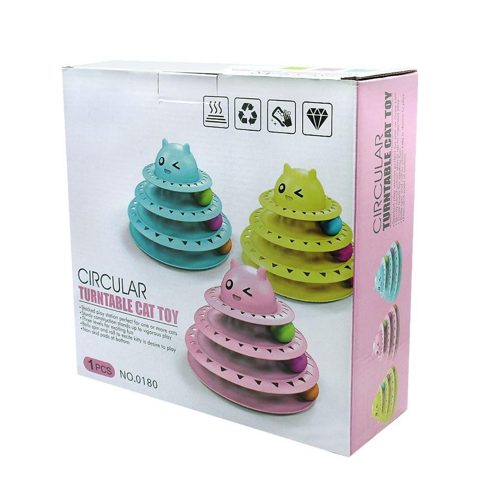 Cat Toy Colorful 3 Level Tower Track Roller Toy with Balls