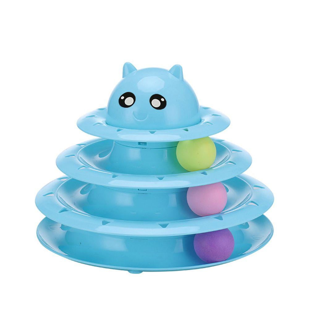 Cat Toy Colorful 3 Level Tower Track Roller Toy with Balls