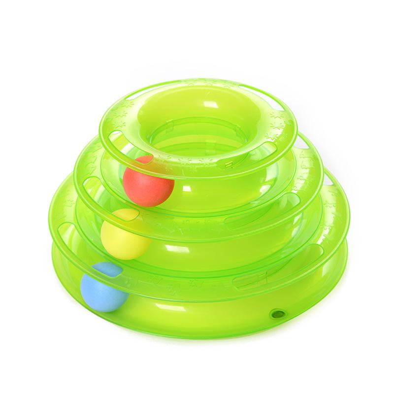 Cat Toy 3 Level Tower Track Roller Toy with Balls