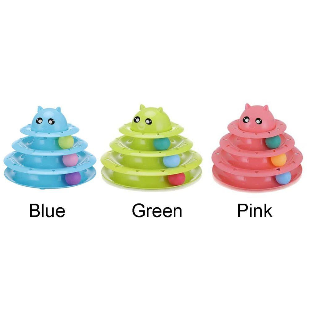 Cat Toy Colorful 3 Level Tower Track Roller Toy with Balls