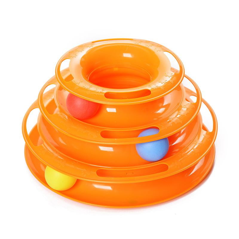 Cat Toy 3 Level Tower Track Roller Toy with Balls